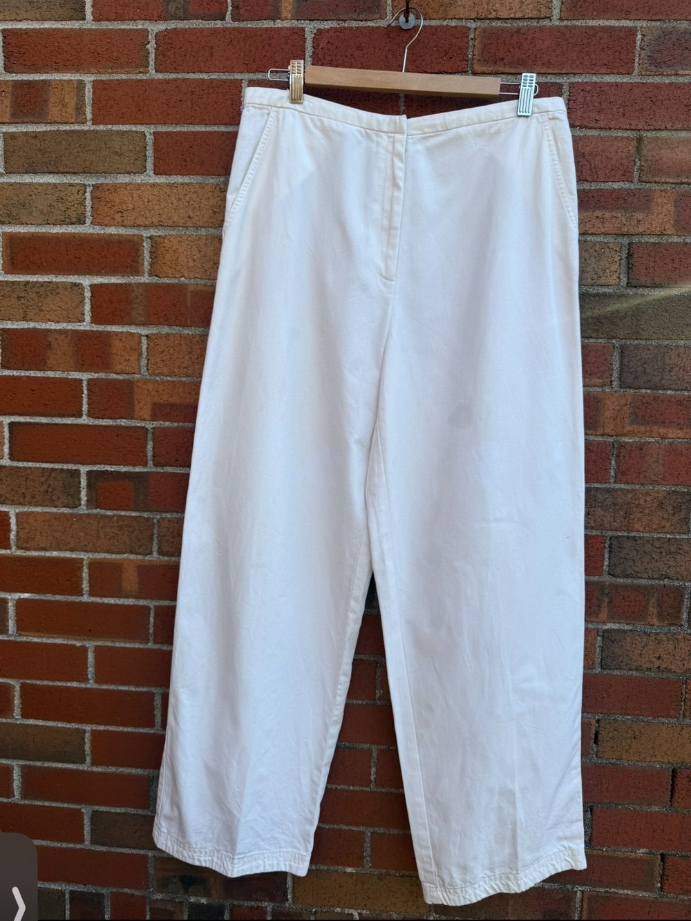 Eileen Fisher White Wide Leg Crop Pants Medium Made in USA